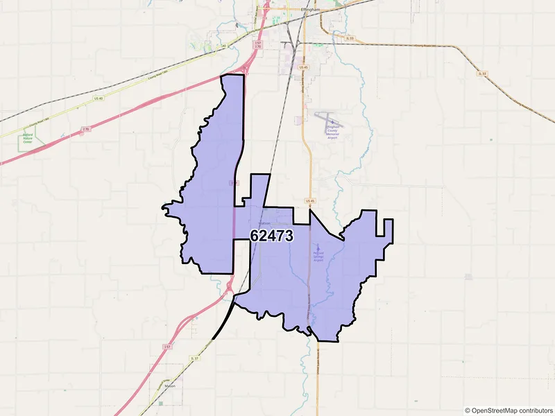 Map of ZIP Code 62473 — Watson, IL