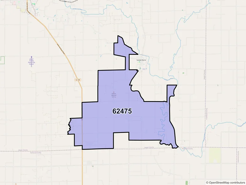 Map of ZIP Code 62475 — West Liberty, IL