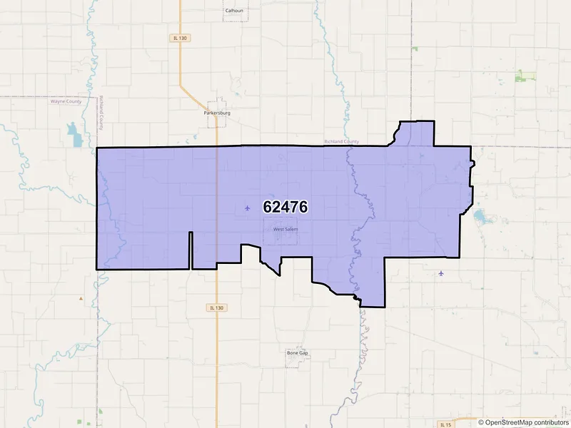 Map of ZIP Code 62476 — West Salem, IL