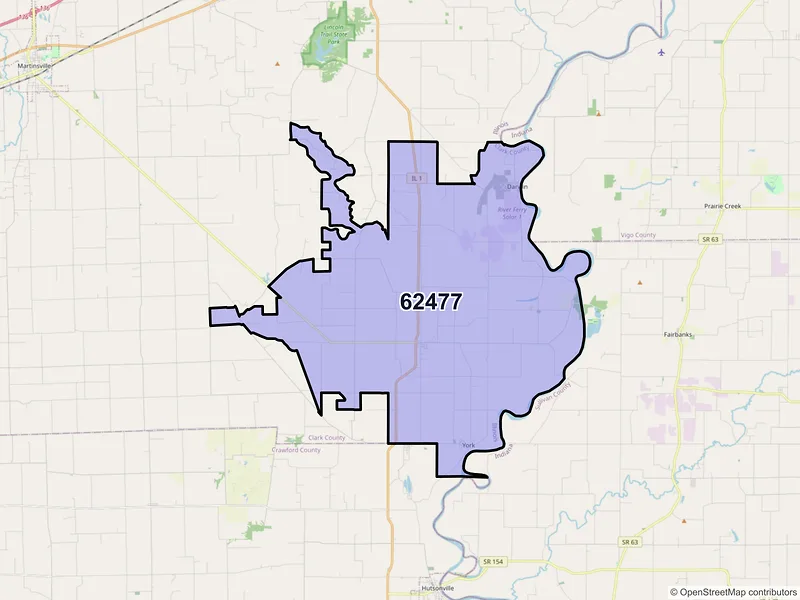 Map of ZIP Code 62477 — West Union, IL