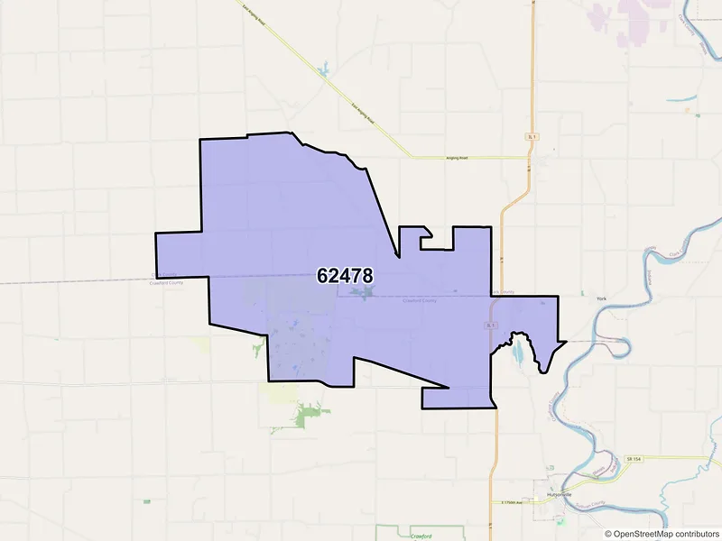 Map of ZIP Code 62478 — West York, IL