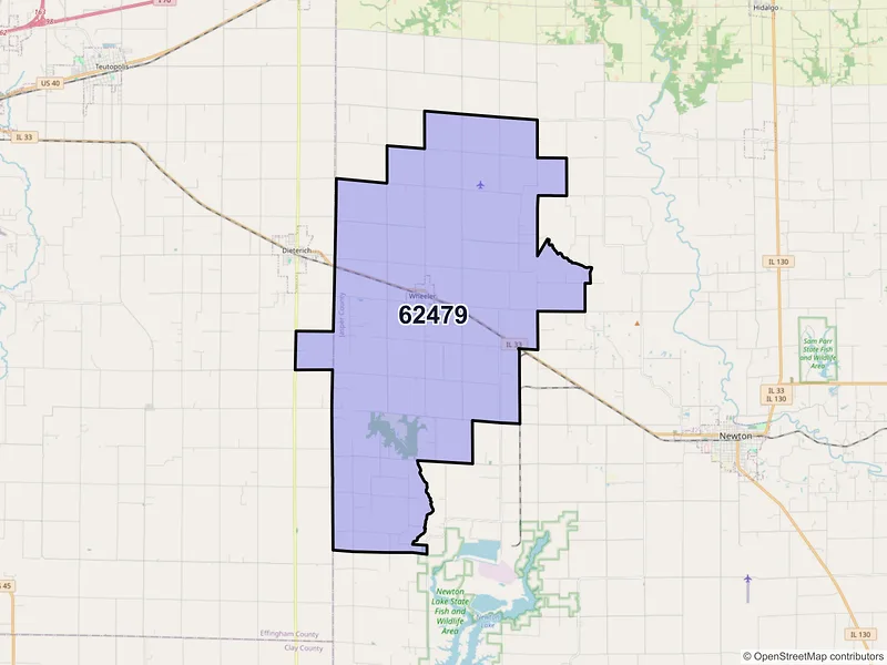 Map of ZIP Code 62479 — Wheeler, IL