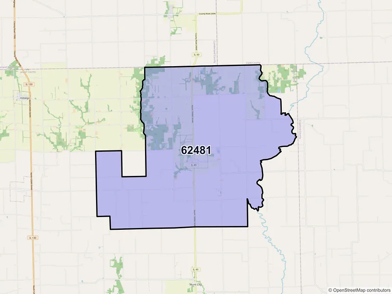 Map of ZIP Code 62481 — Yale, IL