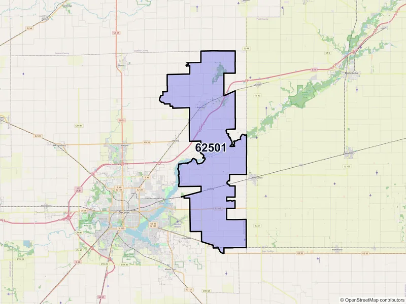 Map of ZIP Code 62501 — Argenta, IL
