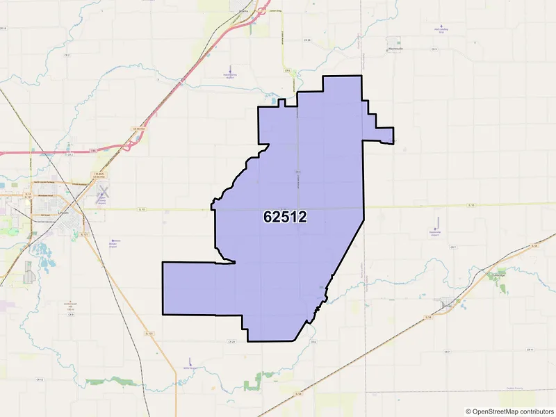 Map of ZIP Code 62512 — Beason, IL