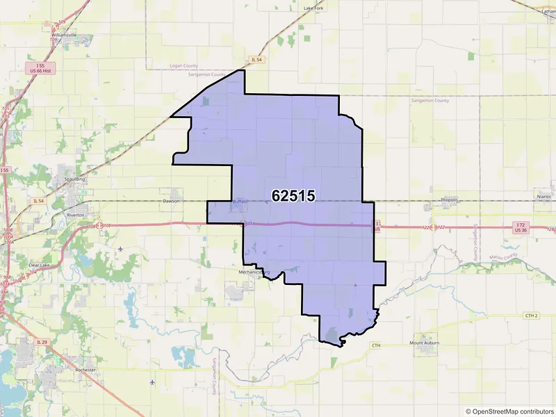 Map of ZIP Code 62515 — Buffalo, IL
