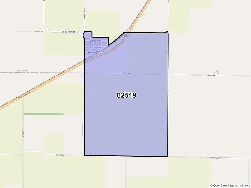 Map of Cornland, Illinois and ZIP codes