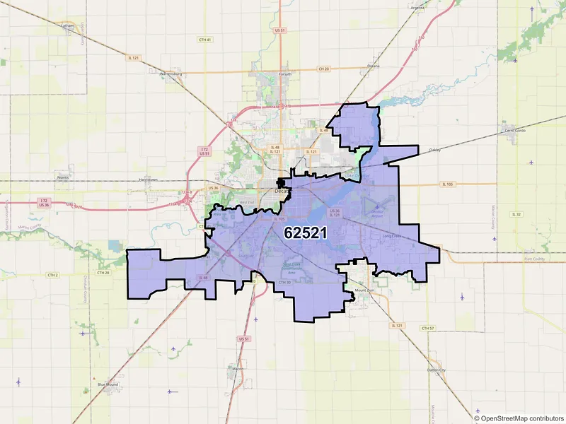 Map of ZIP Code 62521 — Decatur, IL