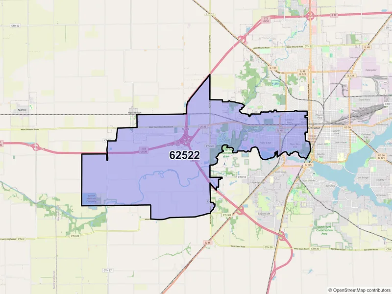 Map of ZIP Code 62522 — Decatur, IL