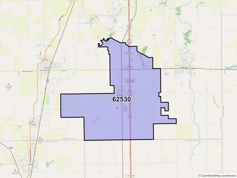 Map of Divernon, Illinois and ZIP codes