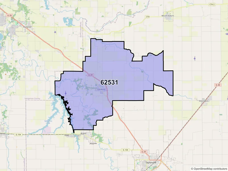 Map of ZIP Code 62531 — Edinburg, IL
