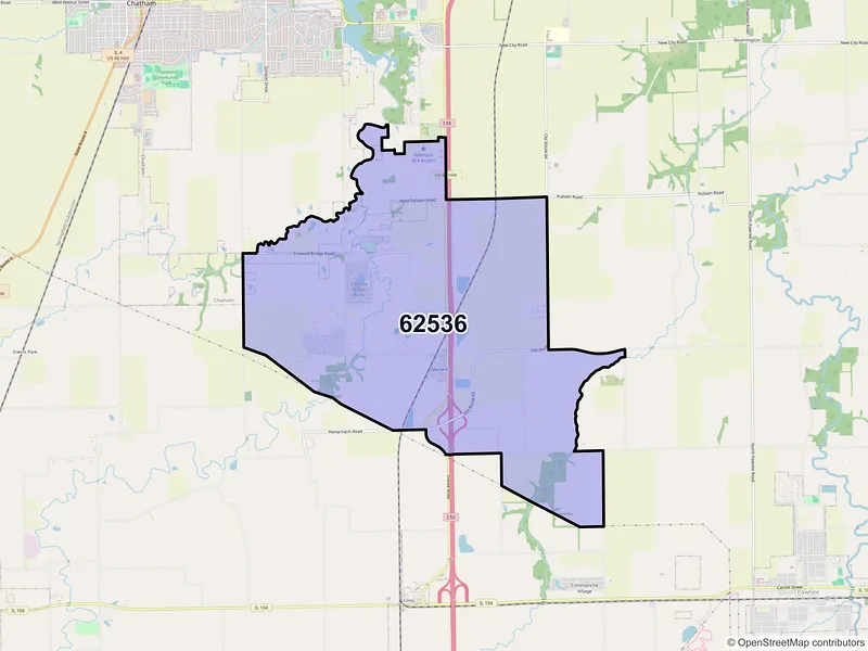 Map of ZIP Code 62536 — Glenarm, IL