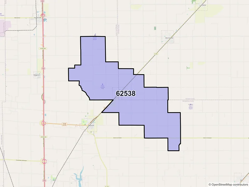 Map of ZIP Code 62538 — Harvel, IL
