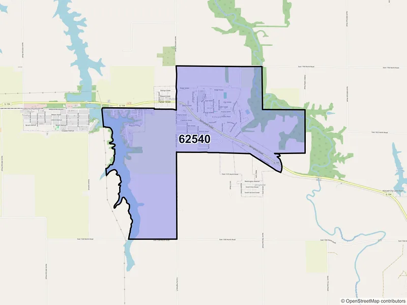Map of Kincaid, Illinois and ZIP codes