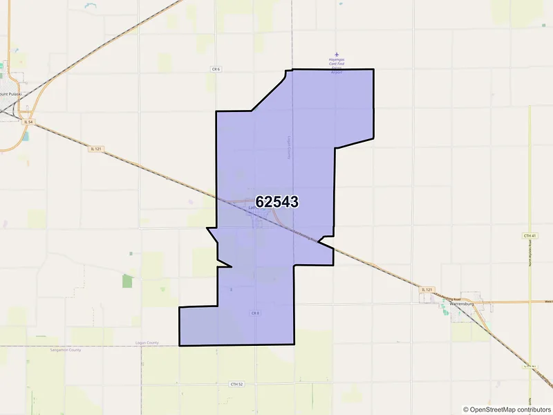 Map of ZIP Code 62543 — Latham, IL