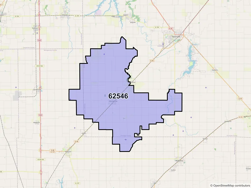 Map of ZIP Code 62546 — Morrisonville, IL