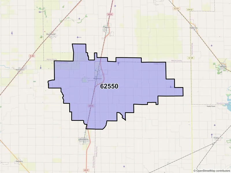 Map of Moweaqua, Illinois and ZIP codes