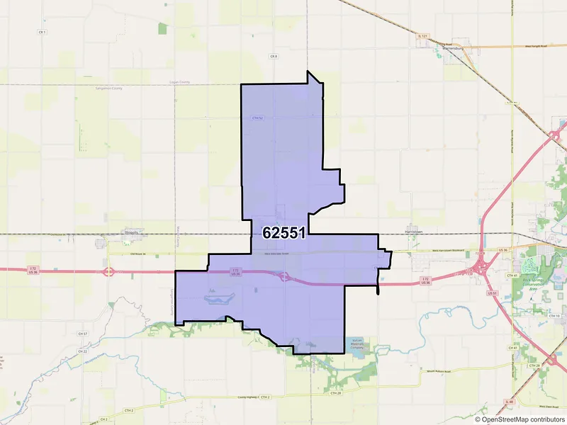 Map of ZIP Code 62551 — Niantic, IL
