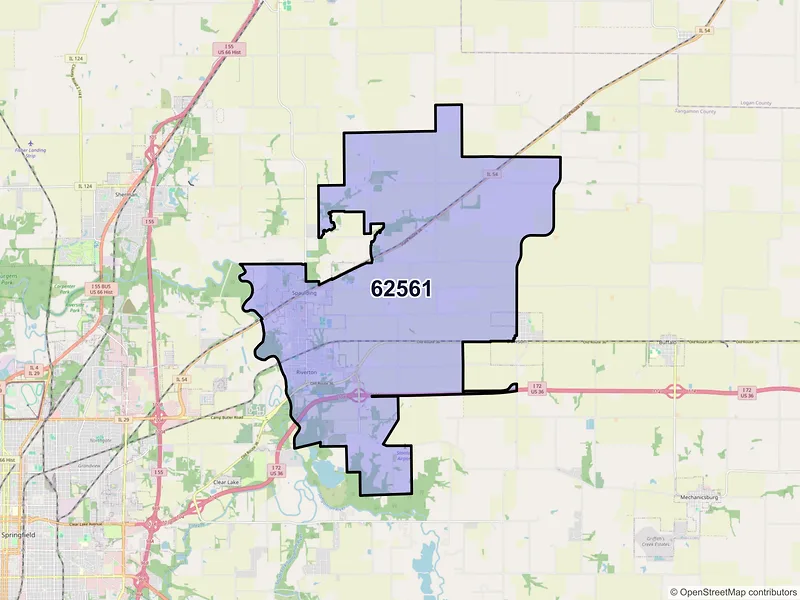 Map of ZIP Code 62561 — Riverton, IL