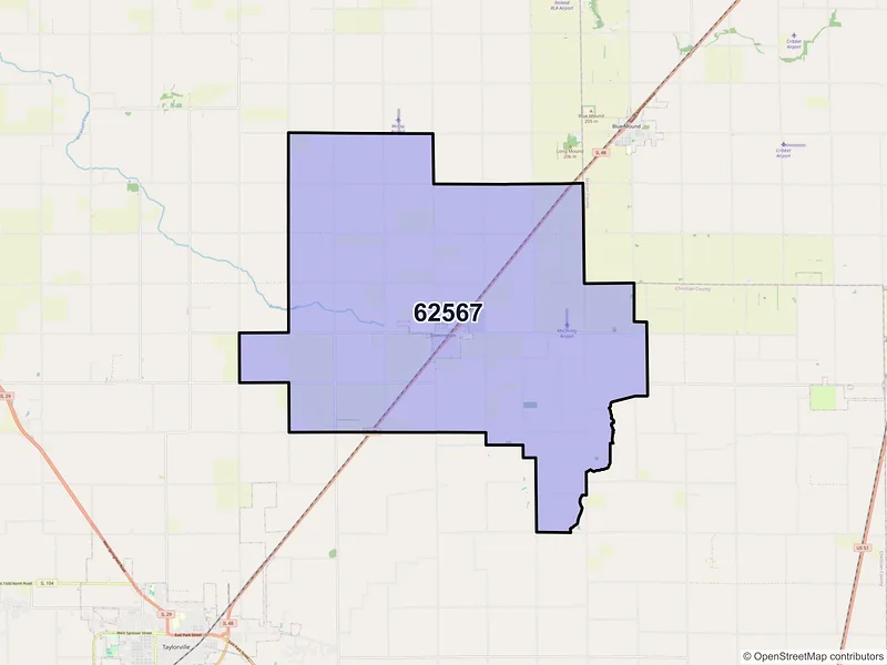 Map of ZIP Code 62567 — Stonington, IL