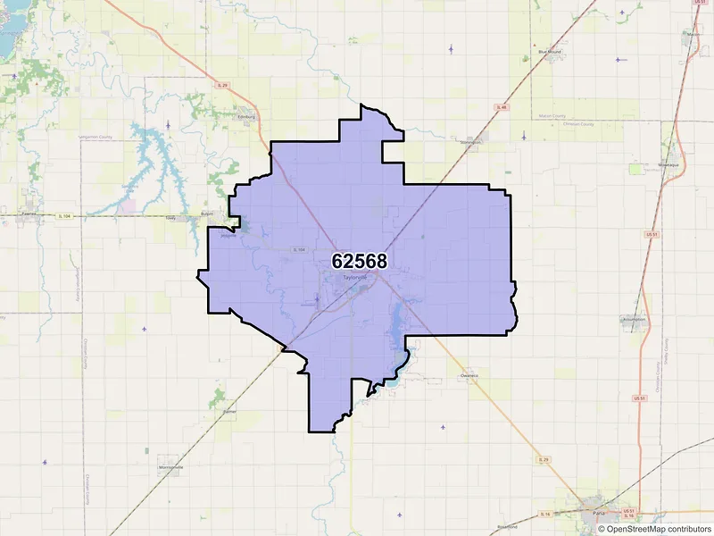 Map of ZIP Code 62568 — Taylorville, IL