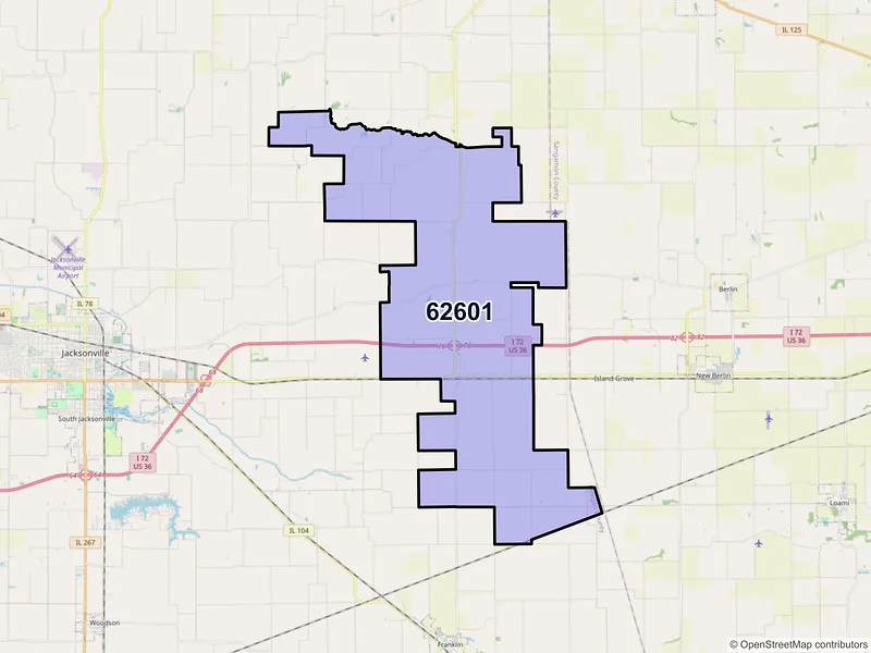 Map of ZIP Code 62601 — Alexander, IL