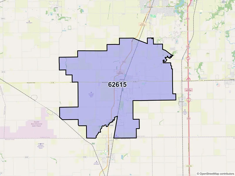 Map of ZIP Code 62615 — Auburn, IL