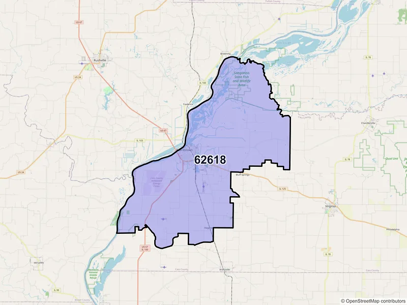 Map of ZIP Code 62618 — Beardstown, IL