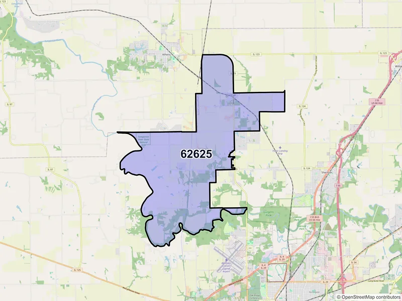 Map of ZIP Code 62625 — Cantrall, IL