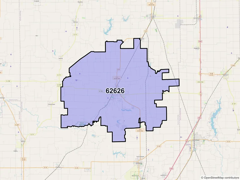 Map of ZIP Code 62626 — Carlinville, IL