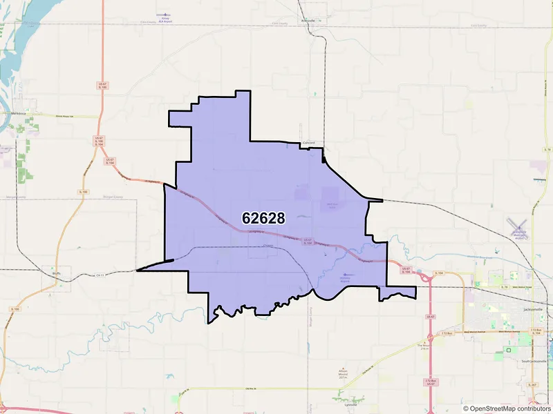 Map of Chapin, Illinois and ZIP codes