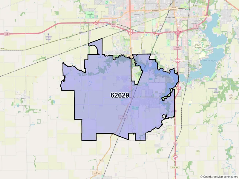 Map of ZIP Code 62629 — Chatham, IL