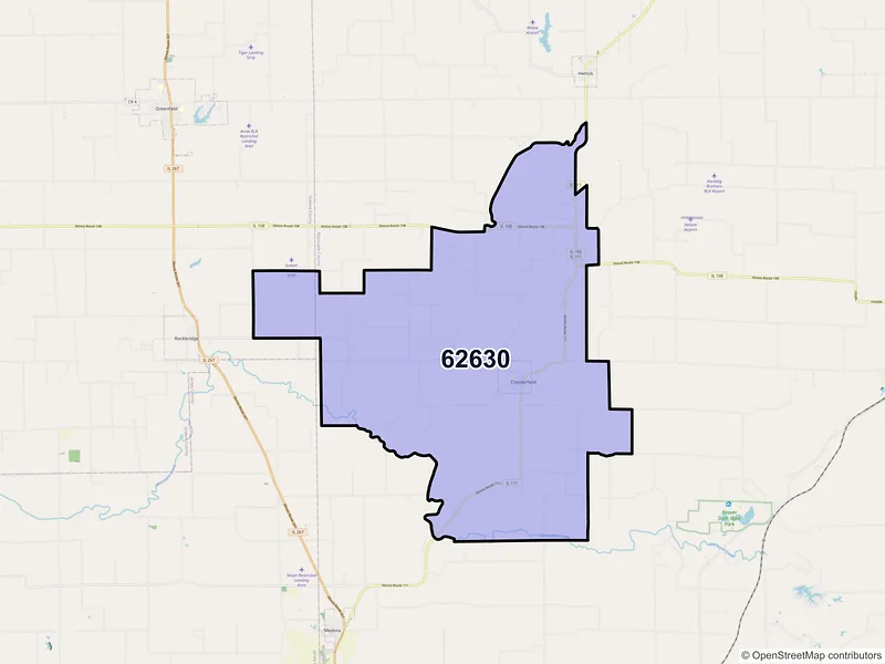 Map of ZIP Code 62630 — Chesterfield, IL