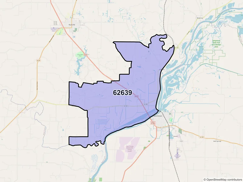 Map of ZIP Code 62639 — Frederick, IL
