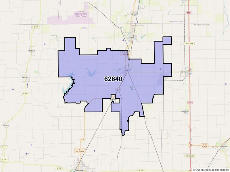 Map of ZIP Code 62640 — Girard, IL