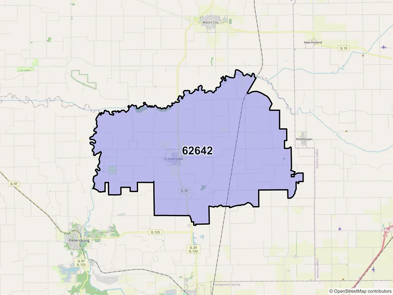 Map of ZIP Code 62642 — Greenview, IL