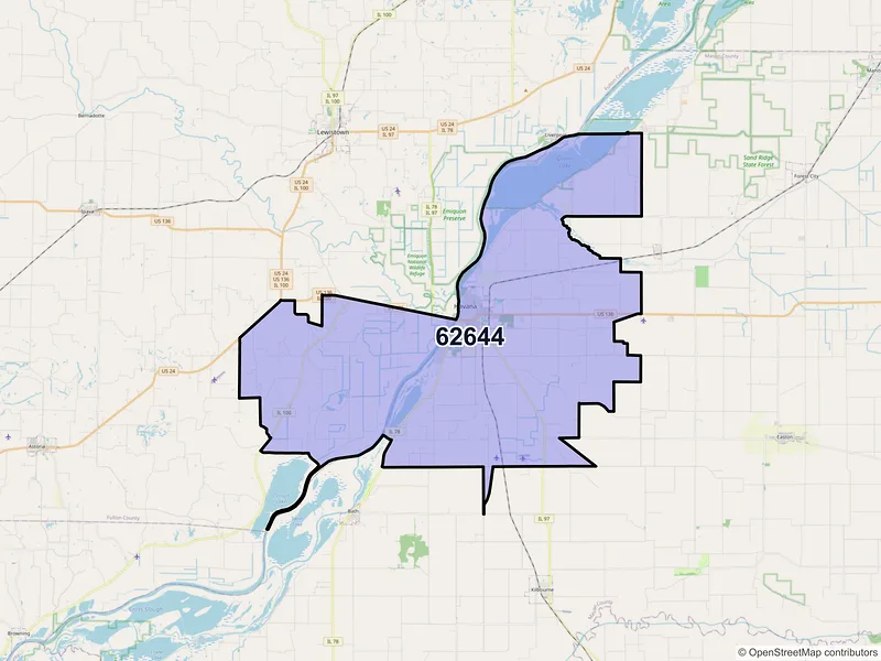 Map of ZIP Code 62644 — Havana, IL