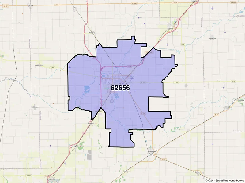 Map of ZIP Code 62656 — Lincoln, IL