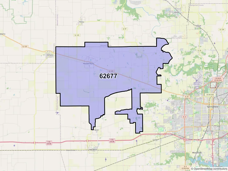 Map of ZIP Code 62677 — Pleasant Plains, IL