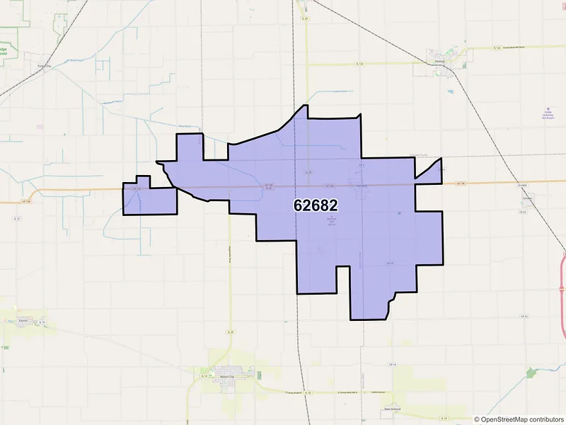 Map of ZIP Code 62682 — San Jose, IL