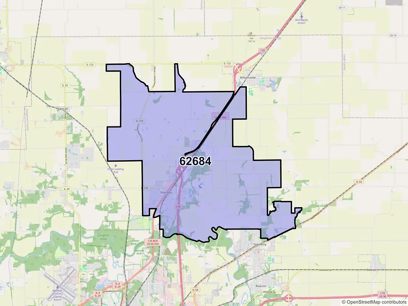 Map of ZIP Code 62684 — Sherman, IL