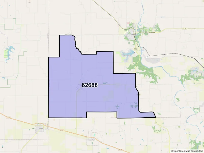 Map of ZIP Code 62688 — Tallula, IL