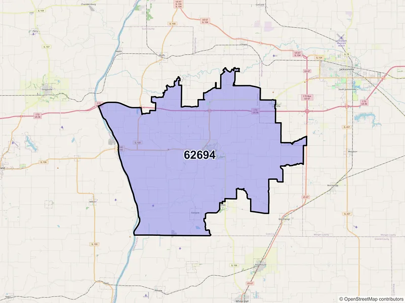 Map of ZIP Code 62694 — Winchester, IL