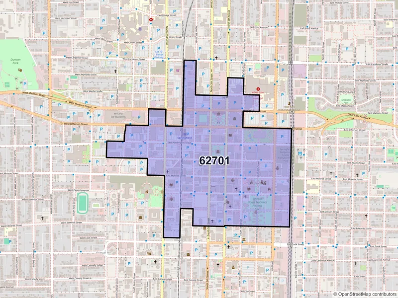 Map of ZIP Code 62701 — Springfield, IL