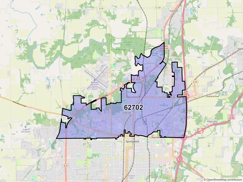 Map of ZIP Code 62702 — Springfield, IL