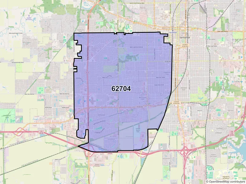 Map of ZIP Code 62704 — Springfield, IL