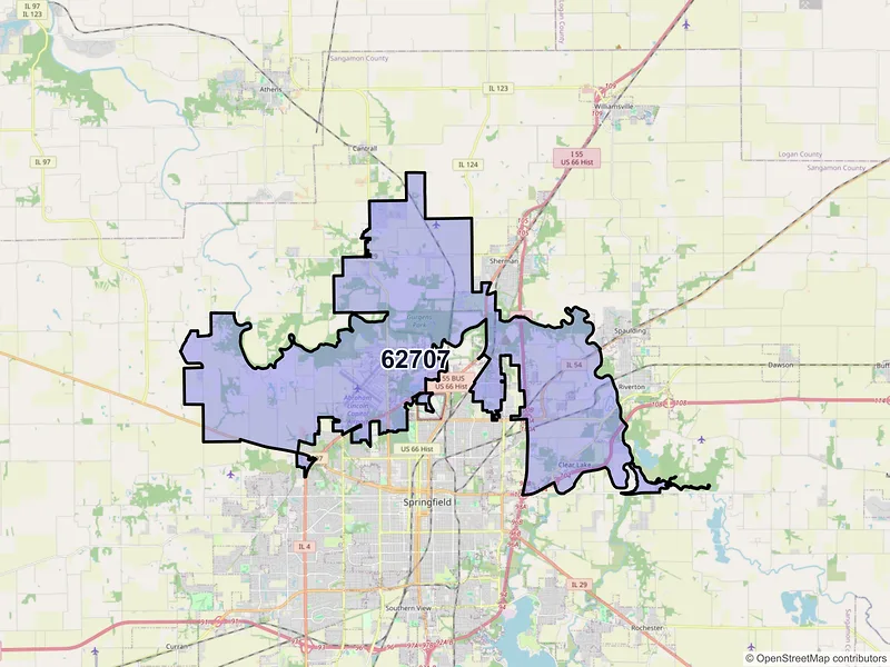 Map of ZIP Code 62707 — Springfield, IL