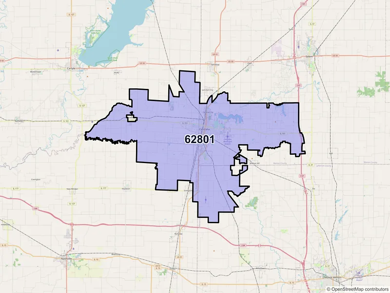 Map of ZIP Code 62801 — Centralia, IL