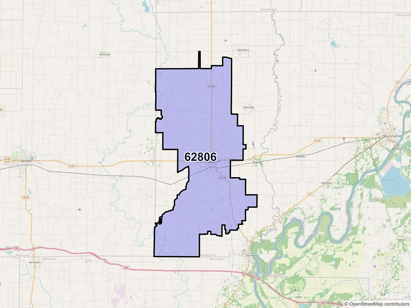 Map of ZIP Code 62806 — Albion, IL