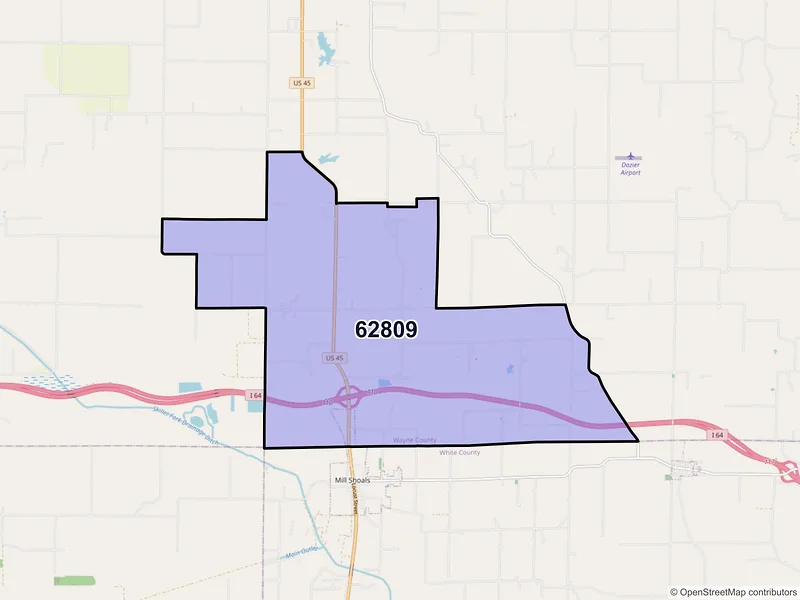 Map of ZIP Code 62809 — Barnhill, IL